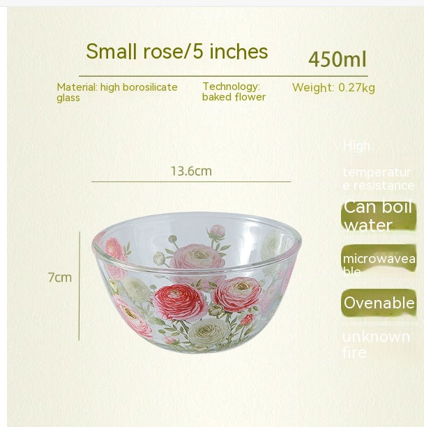 Household High Temperature Resistant Pattern Glass Bowl - Mubimart -  