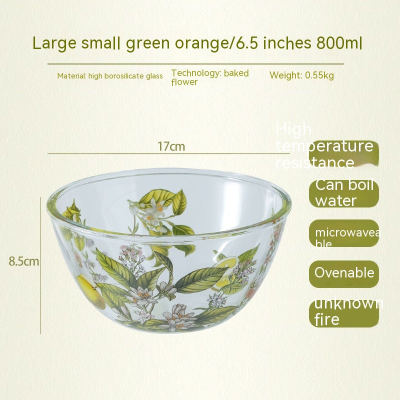 Household High Temperature Resistant Pattern Glass Bowl - Mubimart -  