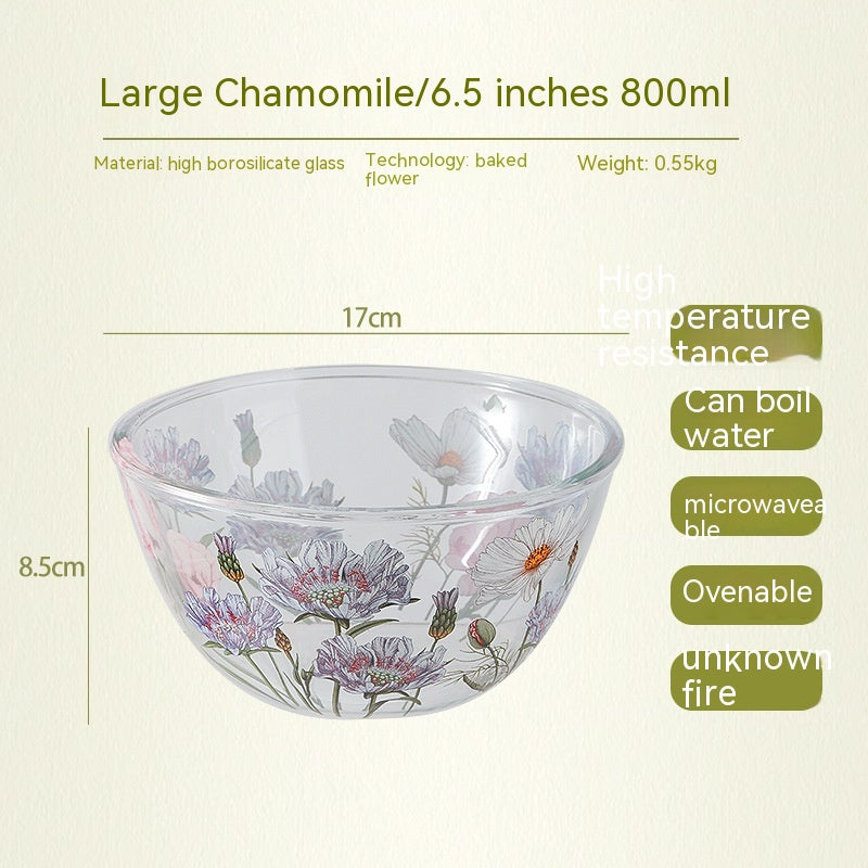 Household High Temperature Resistant Pattern Glass Bowl - Mubimart -  