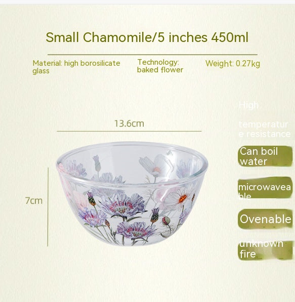 Household High Temperature Resistant Pattern Glass Bowl - Mubimart -  