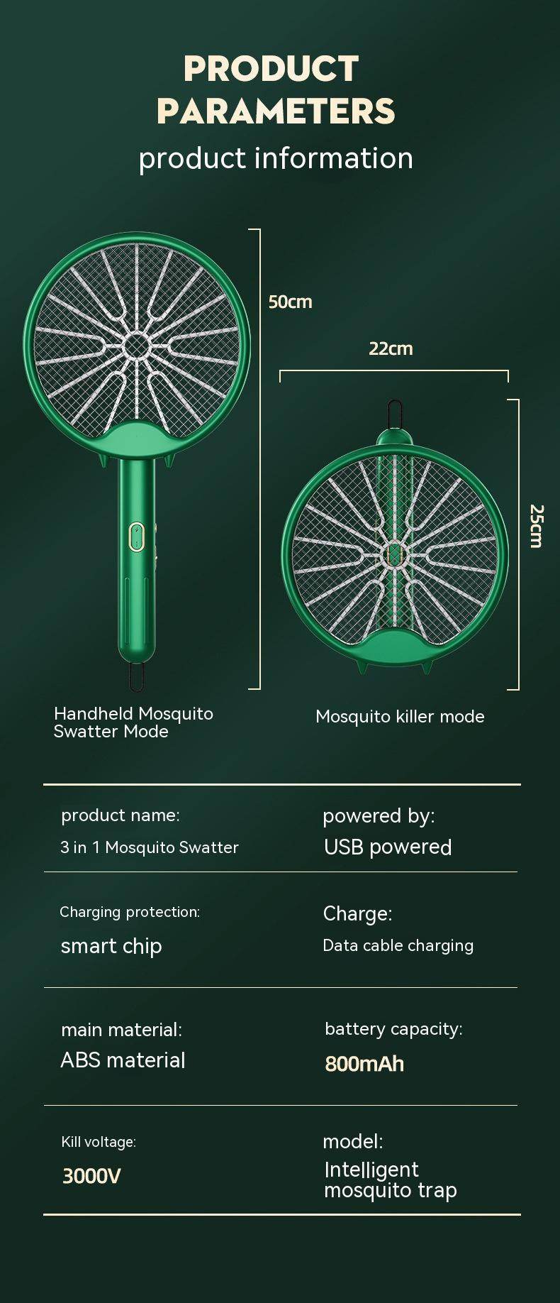 Household Mosquito Killing Lamp Three-in-one Rechargeable Mosquito Swatter - Mubimart