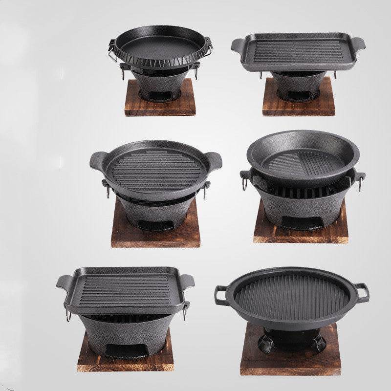 Household Non-Stick Barbecue Plate Old-Fashioned Tea-Making Charcoal Grill Grill - Mubimart
