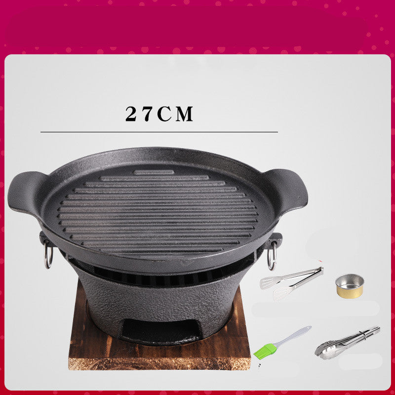 Household Non-Stick Barbecue Plate Old-Fashioned Tea-Making Charcoal Grill Grill - Mubimart -  