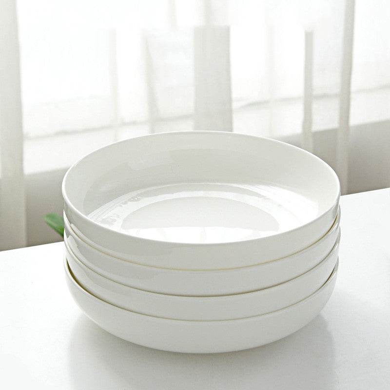Household Pure White Simple Bone China Tableware Plate - Mubimart