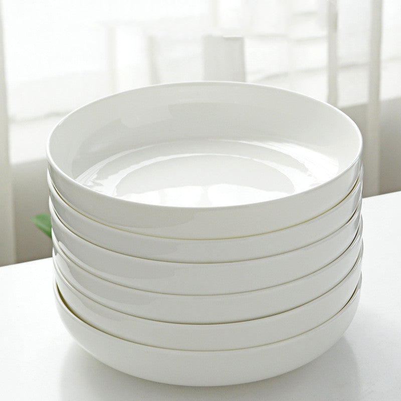 Household Pure White Simple Bone China Tableware Plate - Mubimart -  