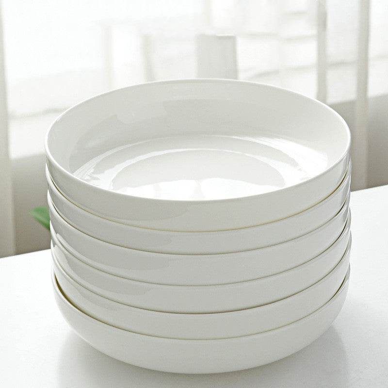Household Pure White Simple Bone China Tableware Plate - Mubimart