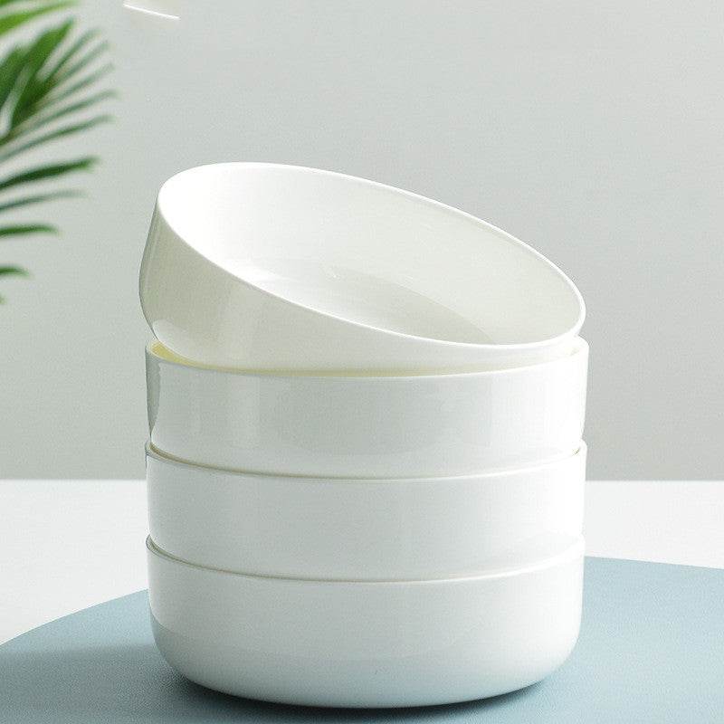 Household Pure White Simple Bone China Tableware Plate - Mubimart