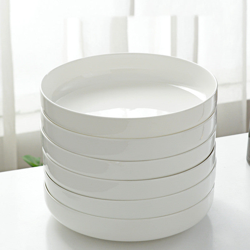 Household Pure White Simple Bone China Tableware Plate - Mubimart -  