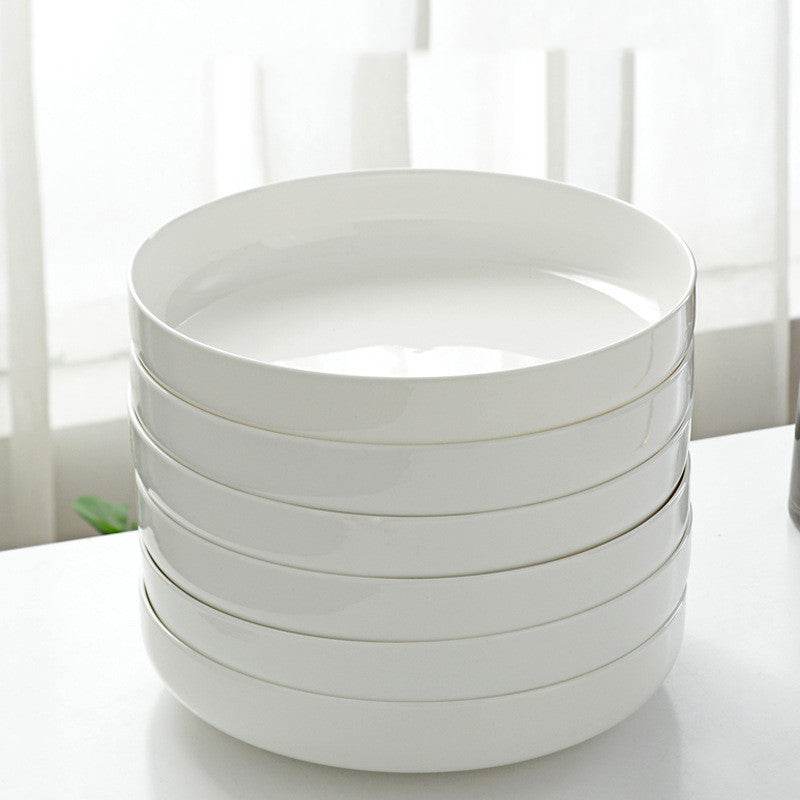 Household Pure White Simple Bone China Tableware Plate - Mubimart