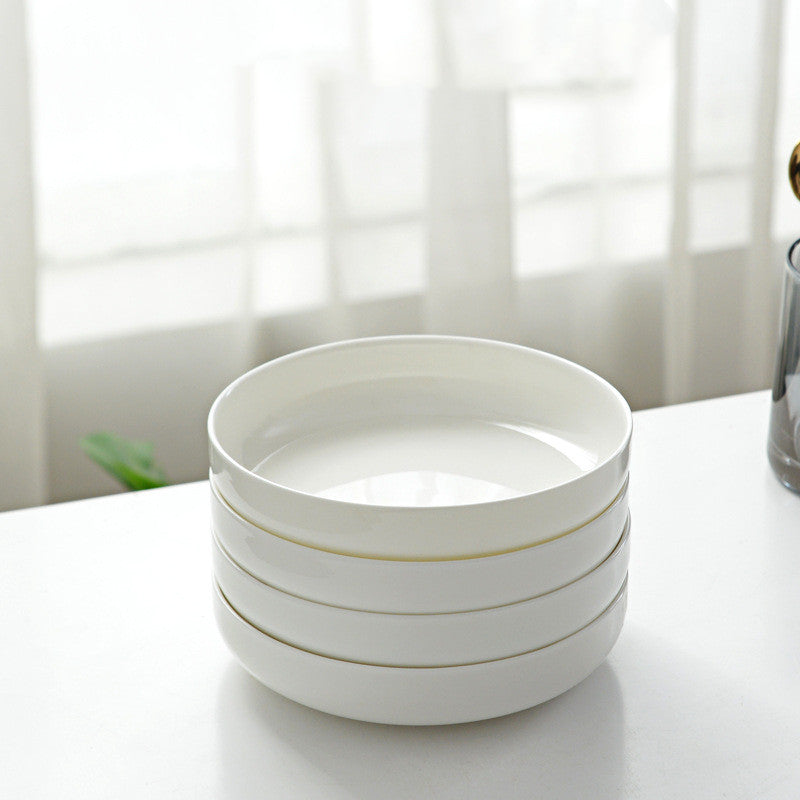 Household Pure White Simple Bone China Tableware Plate - Mubimart - Plates 