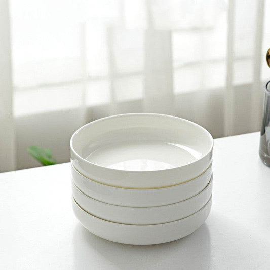 Household Pure White Simple Bone China Tableware Plate - Mubimart