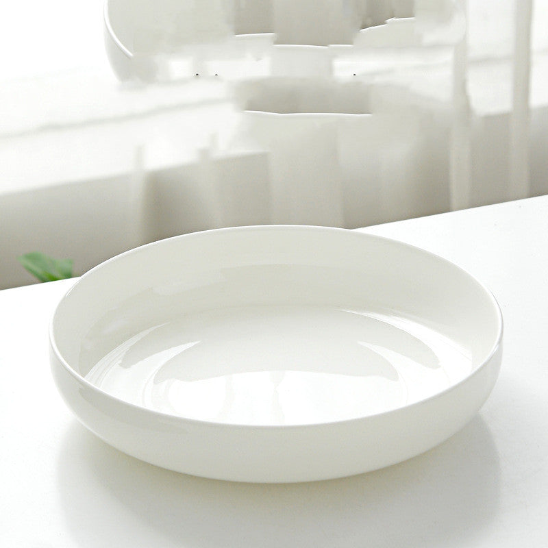 Household Pure White Simple Bone China Tableware Plate - Mubimart -  