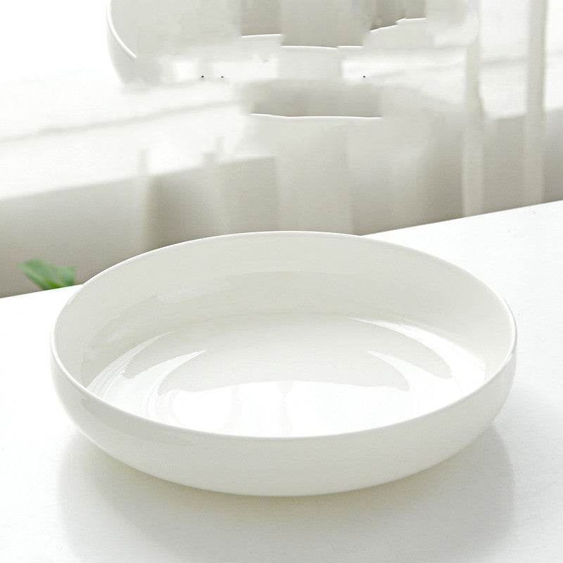 Household Pure White Simple Bone China Tableware Plate - Mubimart