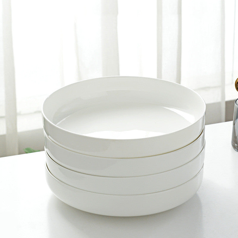 Household Pure White Simple Bone China Tableware Plate - Mubimart -  