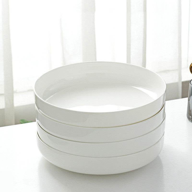 Household Pure White Simple Bone China Tableware Plate - Mubimart