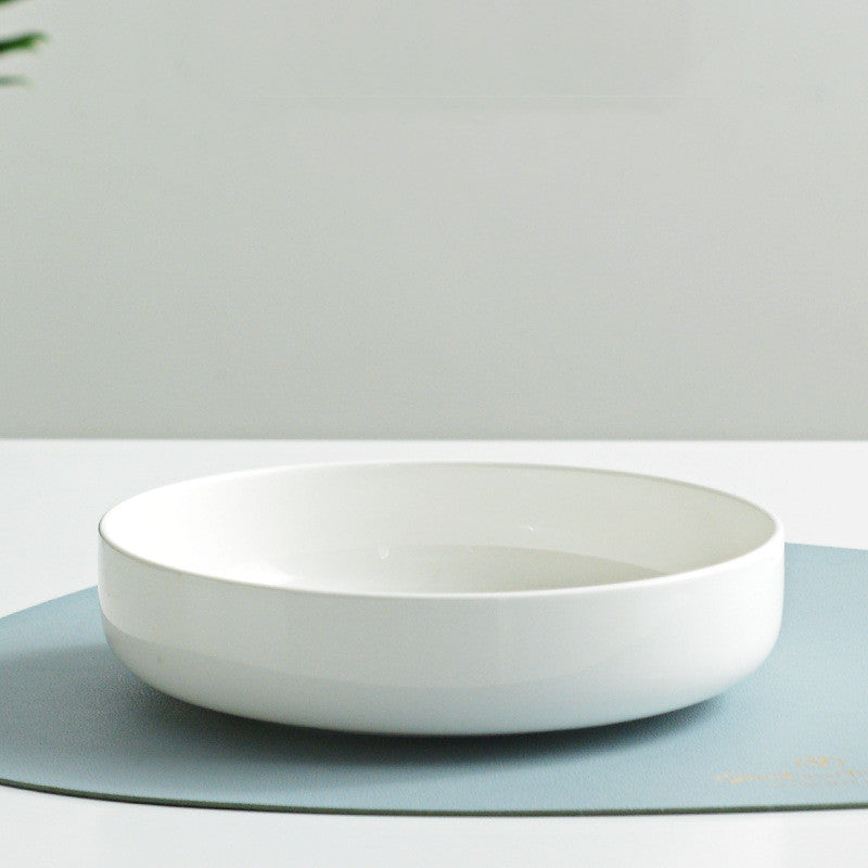 Household Pure White Simple Bone China Tableware Plate - Mubimart -  