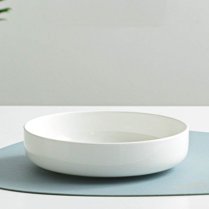 Household Pure White Simple Bone China Tableware Plate - Mubimart