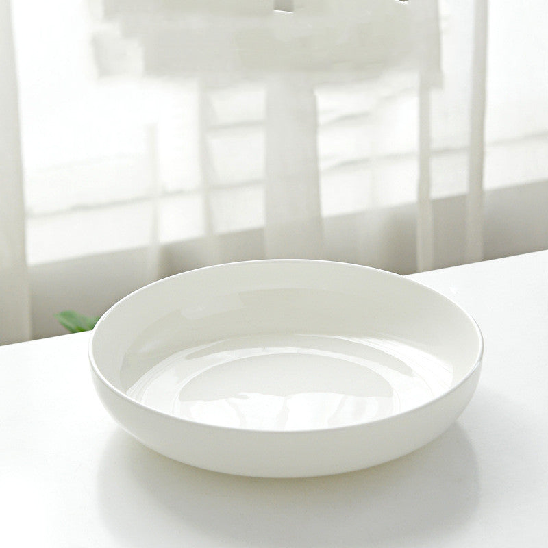 Household Pure White Simple Bone China Tableware Plate - Mubimart -  