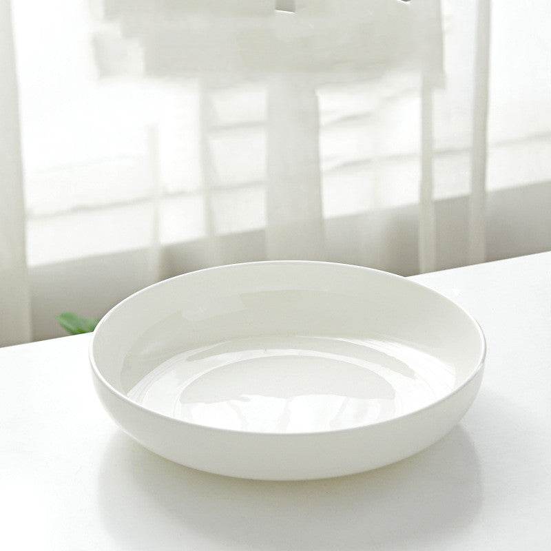 Household Pure White Simple Bone China Tableware Plate - Mubimart