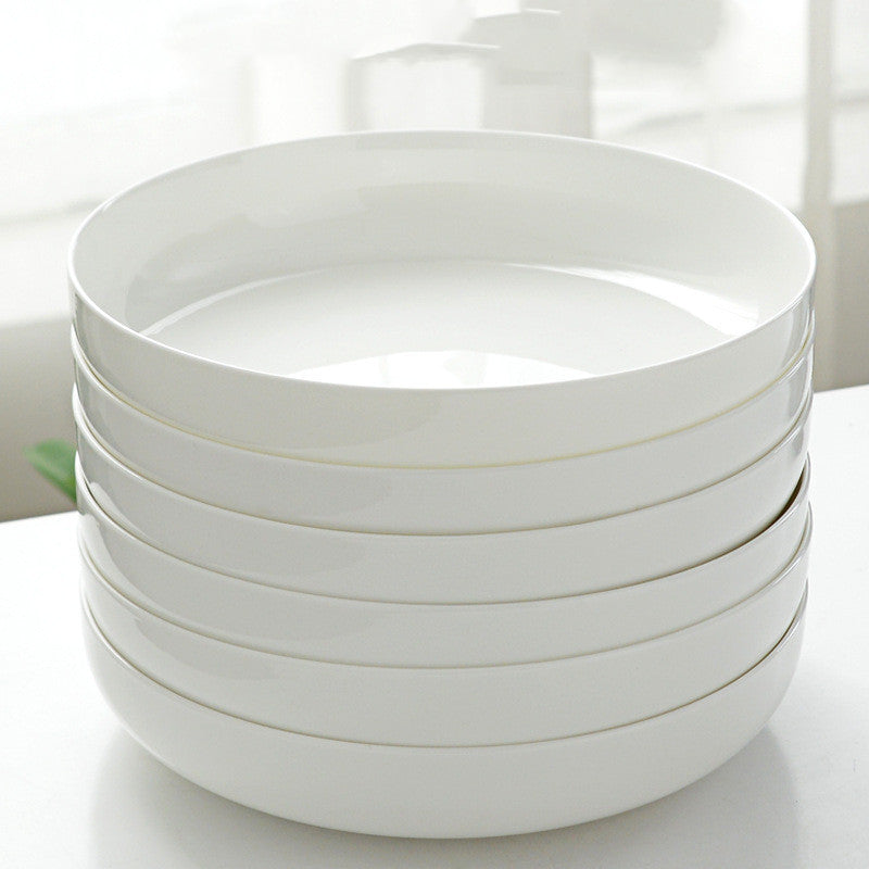 Household Pure White Simple Bone China Tableware Plate - Mubimart -  