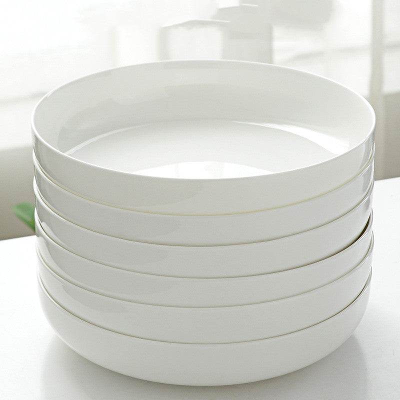 Household Pure White Simple Bone China Tableware Plate - Mubimart