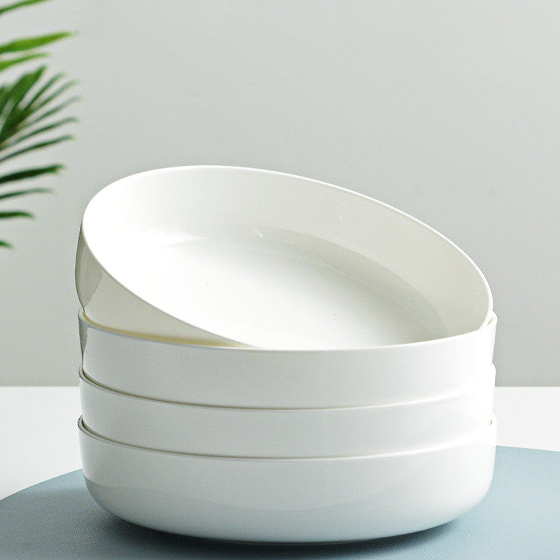 Household Pure White Simple Bone China Tableware Plate - Mubimart -  