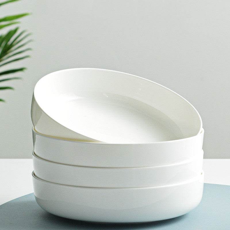 Household Pure White Simple Bone China Tableware Plate - Mubimart