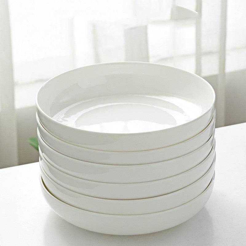 Household Pure White Simple Bone China Tableware Plate - Mubimart