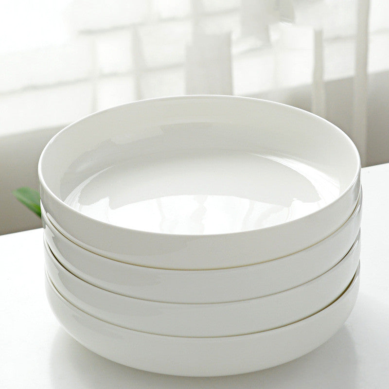 Household Pure White Simple Bone China Tableware Plate - Mubimart -  