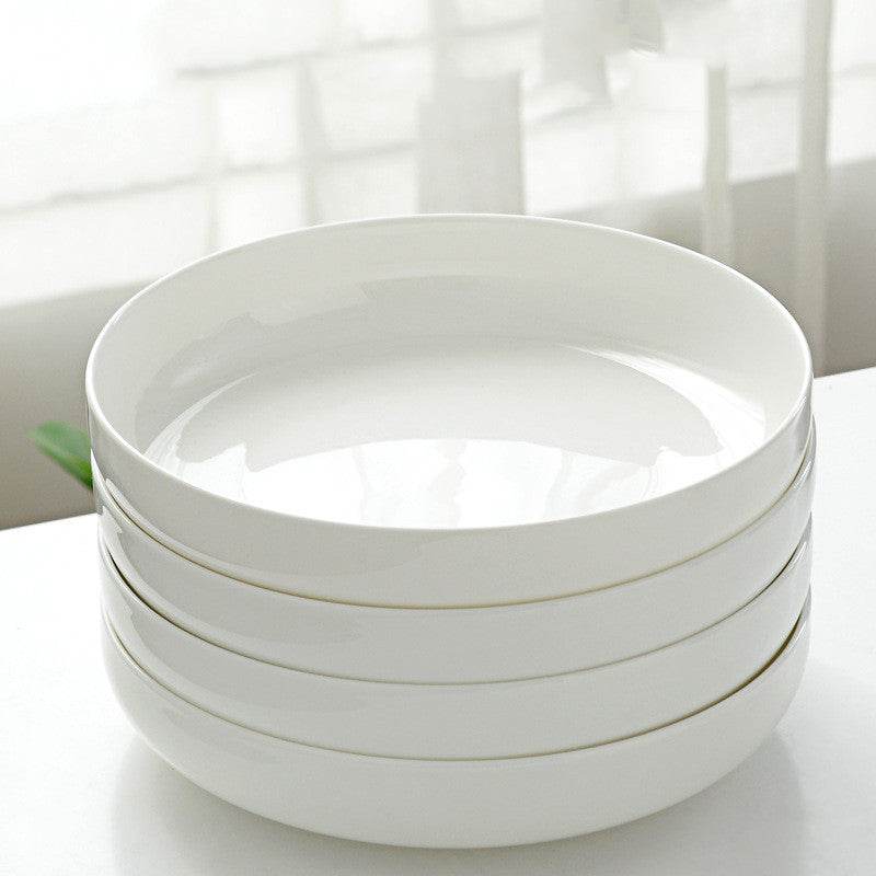 Household Pure White Simple Bone China Tableware Plate - Mubimart