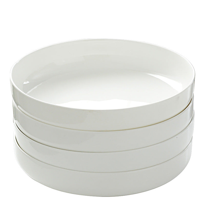 Household Pure White Simple Bone China Tableware Plate - Mubimart -  