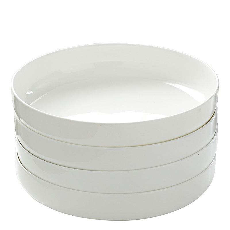 Household Pure White Simple Bone China Tableware Plate - Mubimart