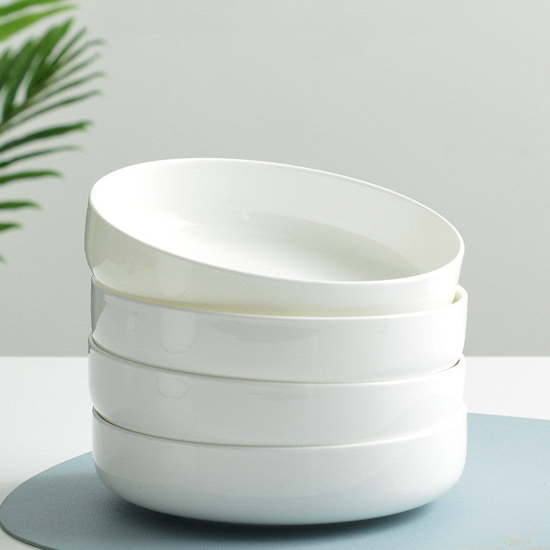 Household Pure White Simple Bone China Tableware Plate - Mubimart -  