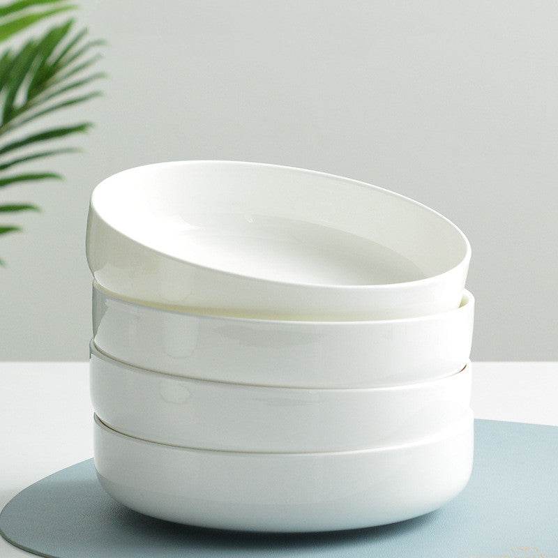 Household Pure White Simple Bone China Tableware Plate - Mubimart