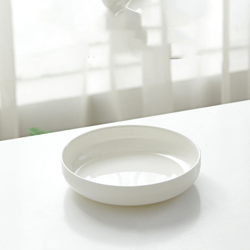 Household Pure White Simple Bone China Tableware Plate - Mubimart -  