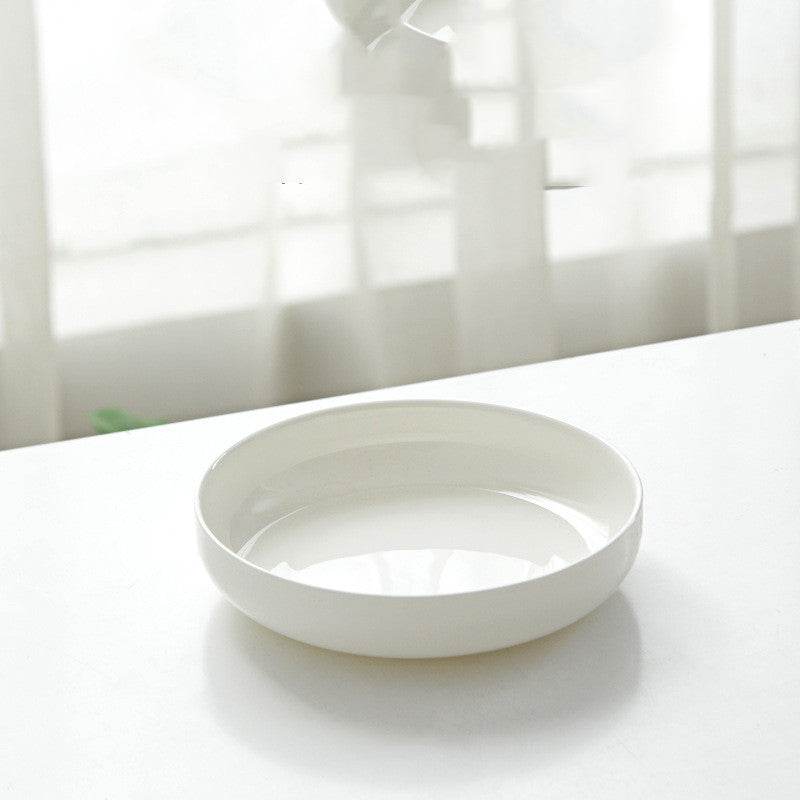 Household Pure White Simple Bone China Tableware Plate - Mubimart