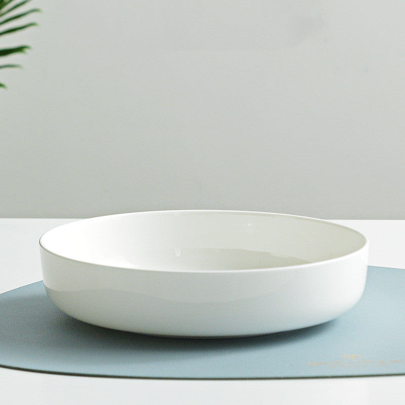 Household Pure White Simple Bone China Tableware Plate - Mubimart -  