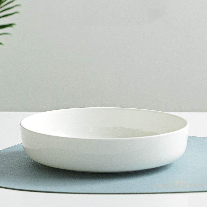 Household Pure White Simple Bone China Tableware Plate - Mubimart