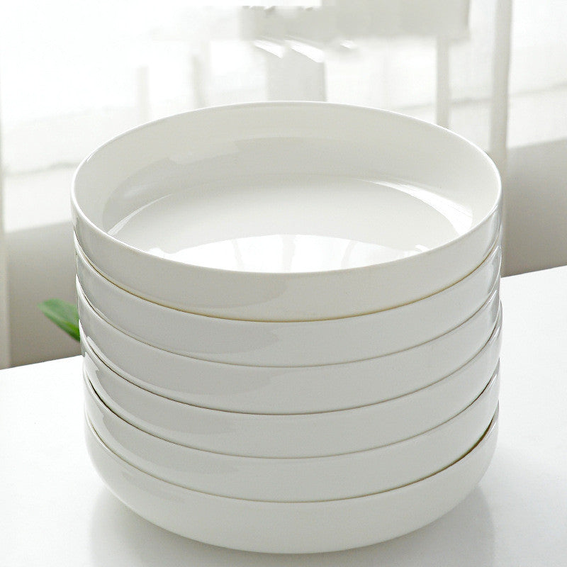 Household Pure White Simple Bone China Tableware Plate - Mubimart -  