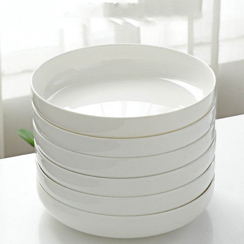 Household Pure White Simple Bone China Tableware Plate - Mubimart