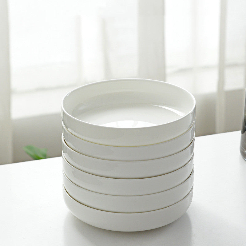 Household Pure White Simple Bone China Tableware Plate - Mubimart -  