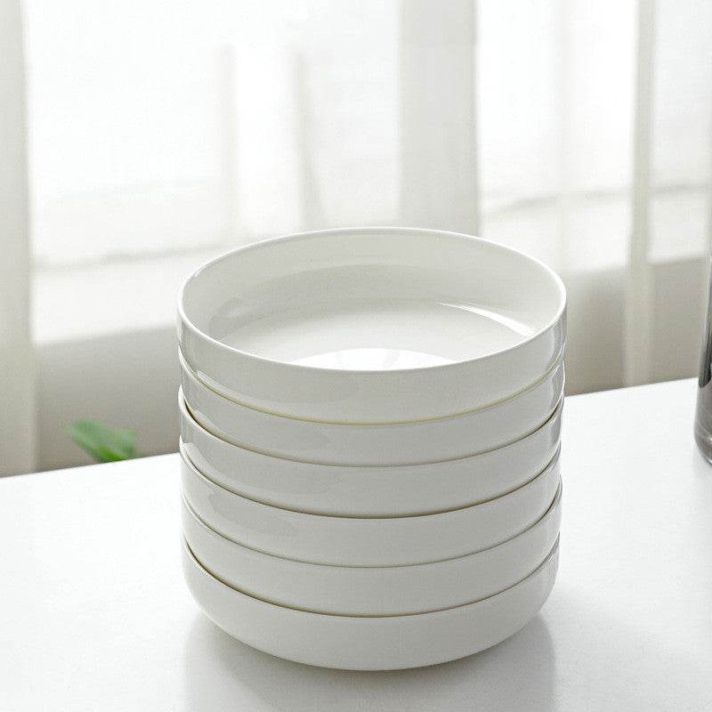 Household Pure White Simple Bone China Tableware Plate - Mubimart