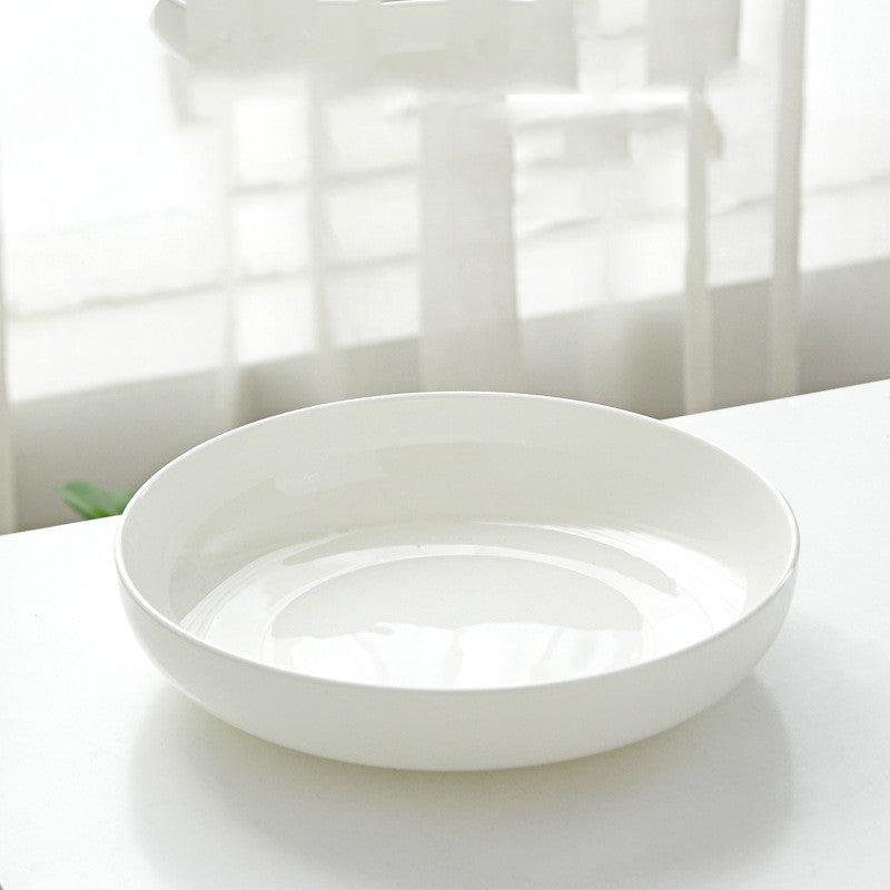 Household Pure White Simple Bone China Tableware Plate - Mubimart -  