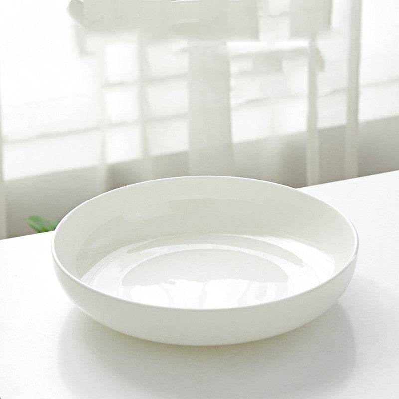 Household Pure White Simple Bone China Tableware Plate - Mubimart