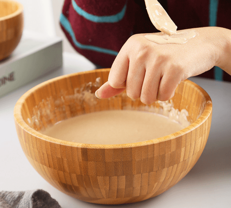 Household Salad Wooden Bowl Stirring Chinese Medicine Mask Bamboo Bowl Bamboo Wooden Large And Noodles Wooden Basin Lettering - Mubimart