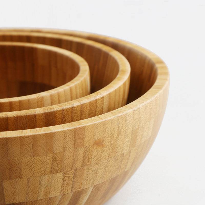 Household Salad Wooden Bowl Stirring Chinese Medicine Mask Bamboo Bowl Bamboo Wooden Large And Noodles Wooden Basin Lettering - Mubimart