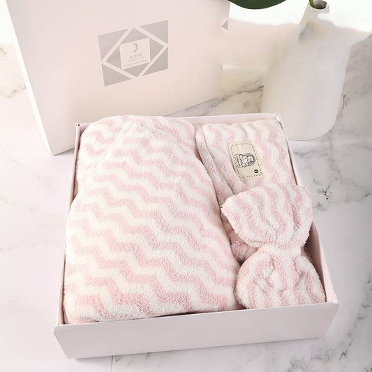 Household Simple Coral Fleece Dry Hair Towel Bath Band Set - Mubimart