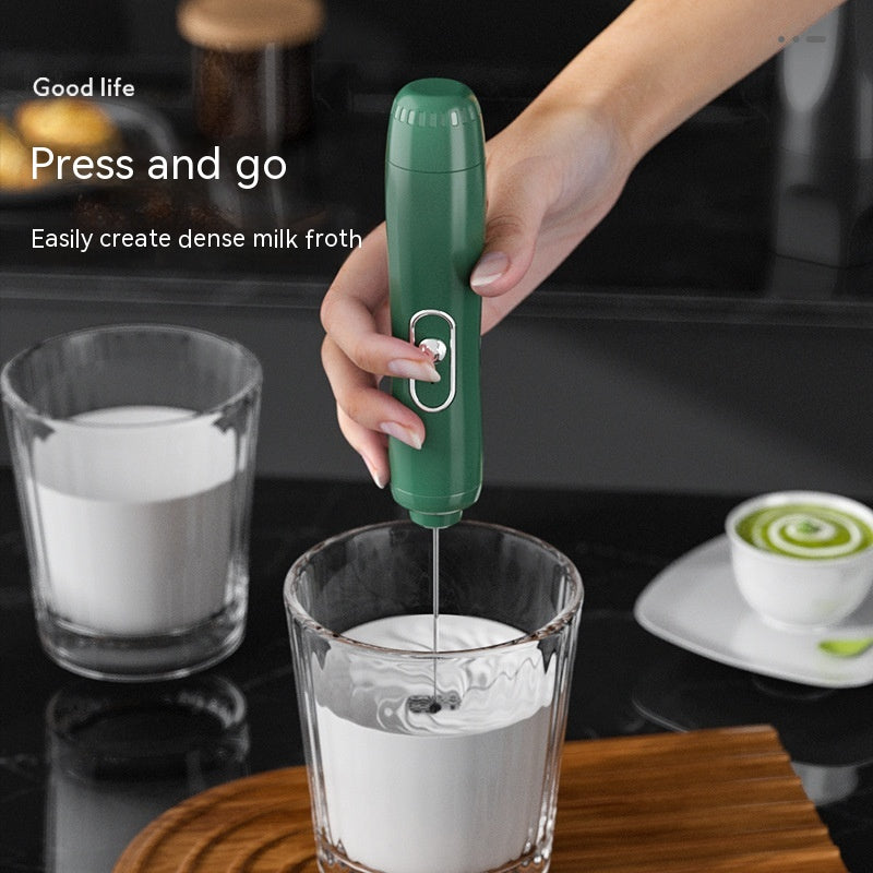 Household Small Electric Milk Frother Wireless Handheld Cream Egg Beater Semi-Automatic Coffee Mixer Milk Frother - Mubimart - Milk frother 