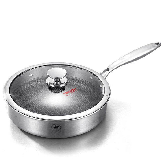 Household Smokeless 304L Stainless Steel Non-stick Frying Pan - Mubimart