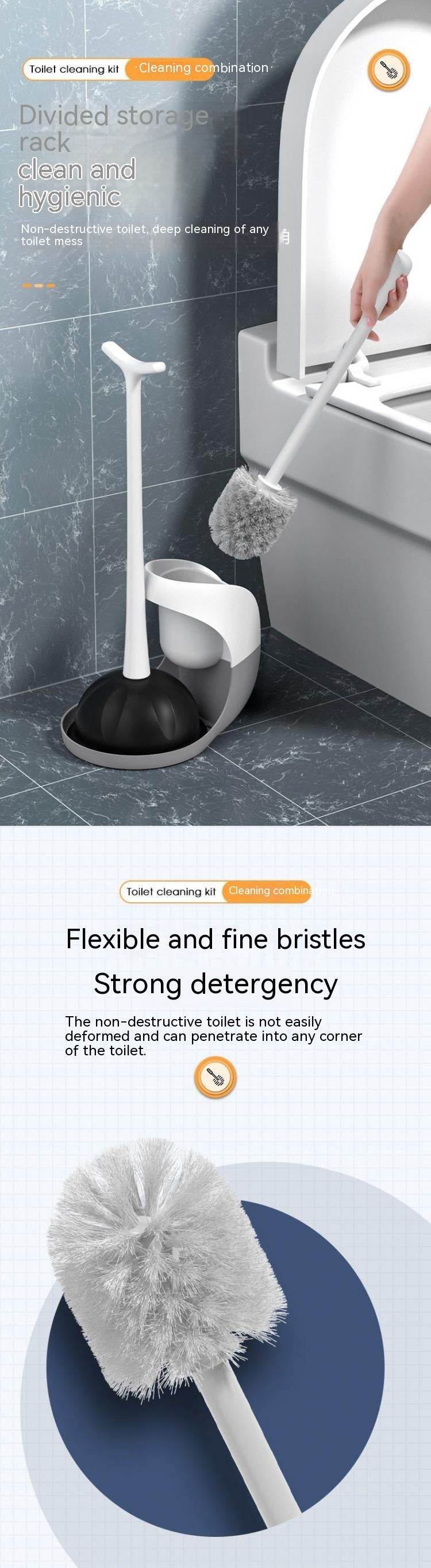 Household Toilet Plunger Combination Cleaning Brush Suit Plungers Toilet Drainage Facility Toilet - Mubimart